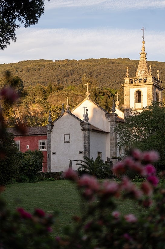 The monastery church at golden hour