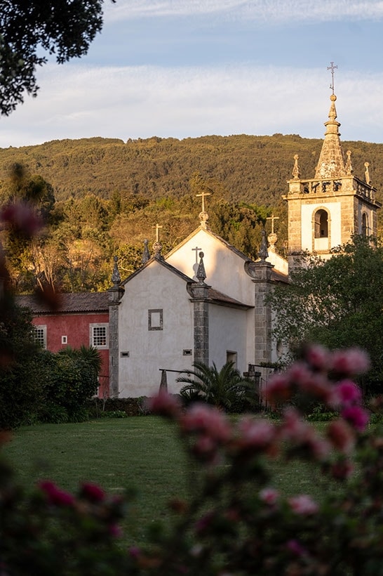 The monastery church at golden hour